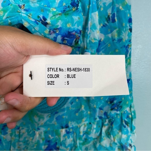 Rococo Sand Nesh Dress Blue Aqua Cut Out Mini Sz S - Picture 4 of 7